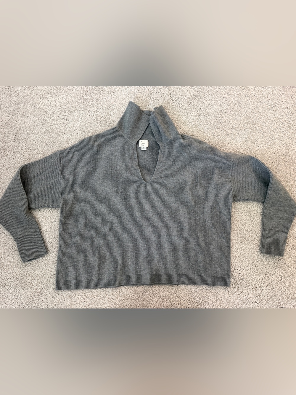 a new day women’s Grey Ribbed V-Neck oversized Sweater